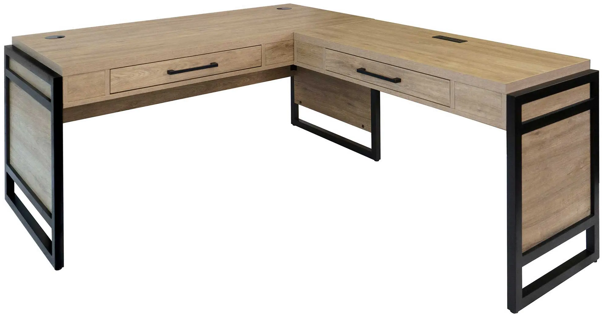 Mason Natural and Black L-Shaped Desk-1