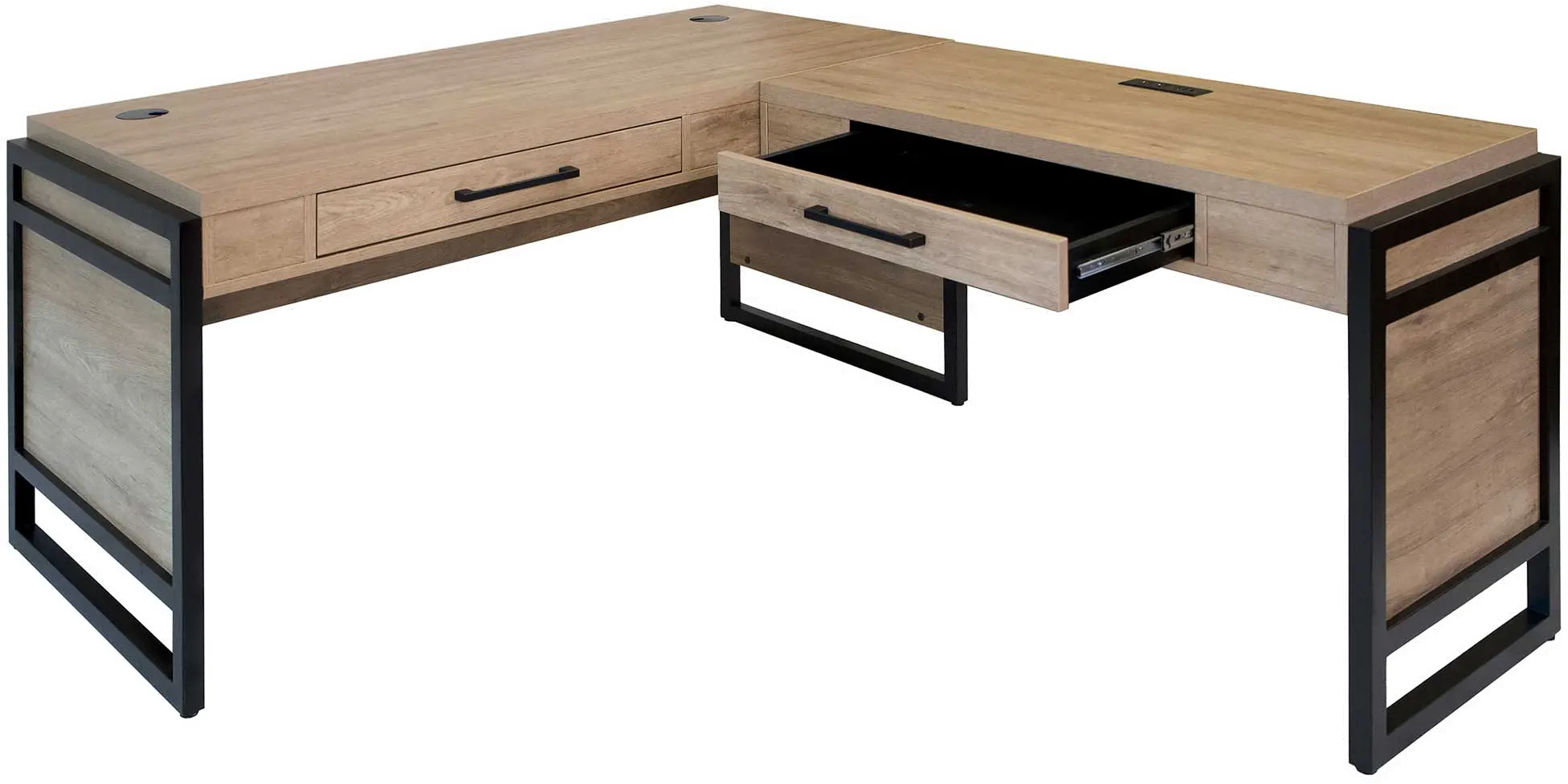 Mason Natural and Black L-Shaped Desk-2