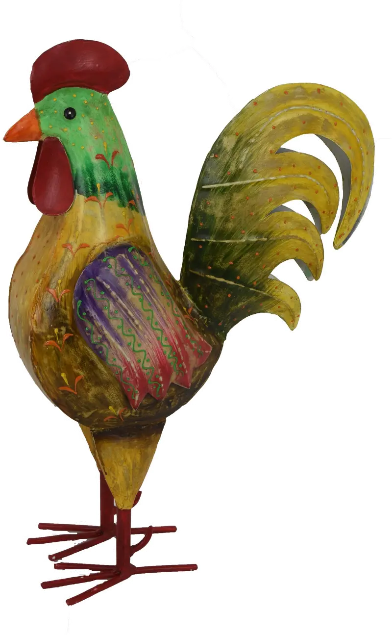 19.25 Inch Painted Metal Rooster