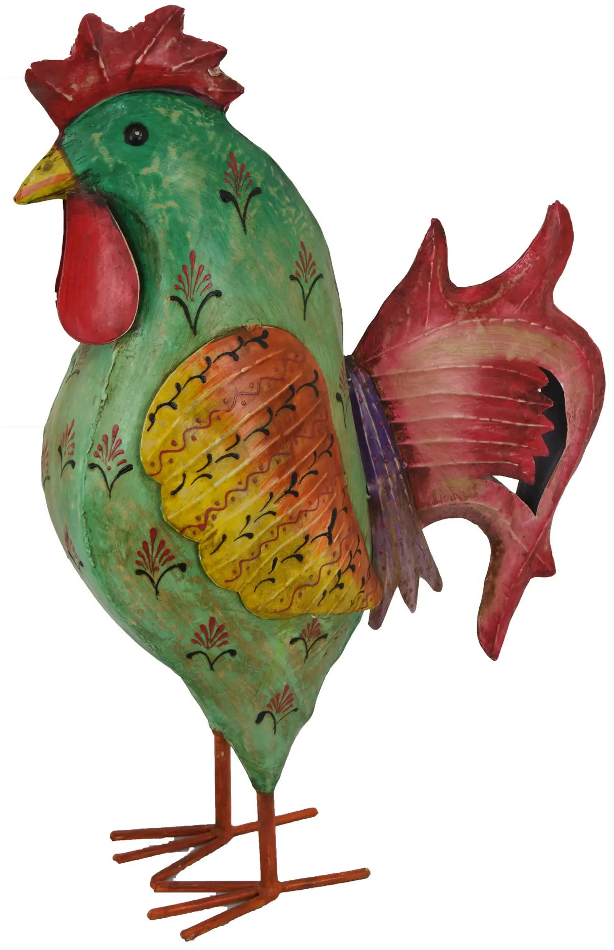 26.25 Inch Painted Metal Rooster-1