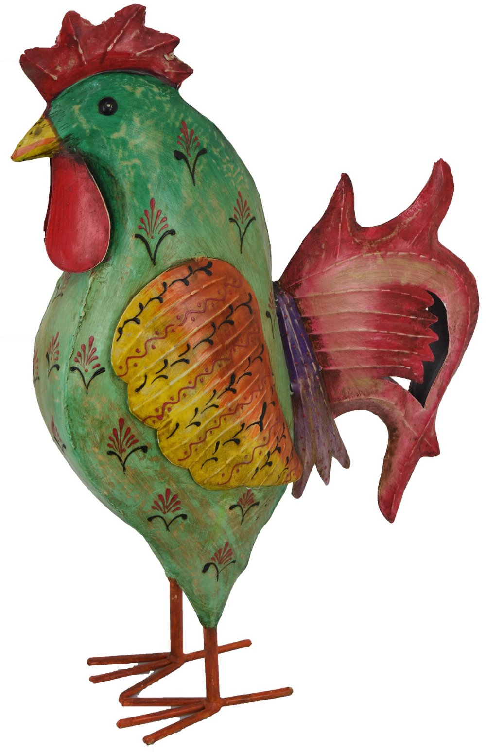 26.25 Inch Painted Metal Rooster