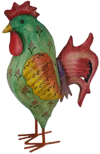 26.25 Inch Painted Metal Rooster