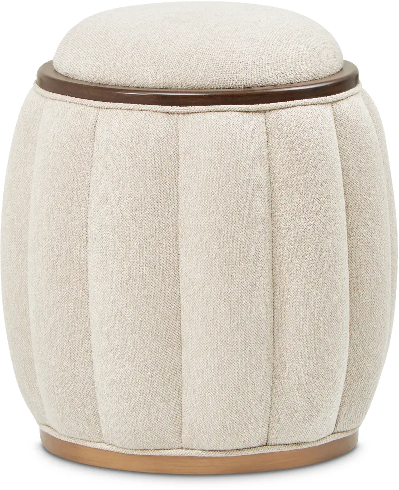 Camellia Taupe Upholstered Round Bench