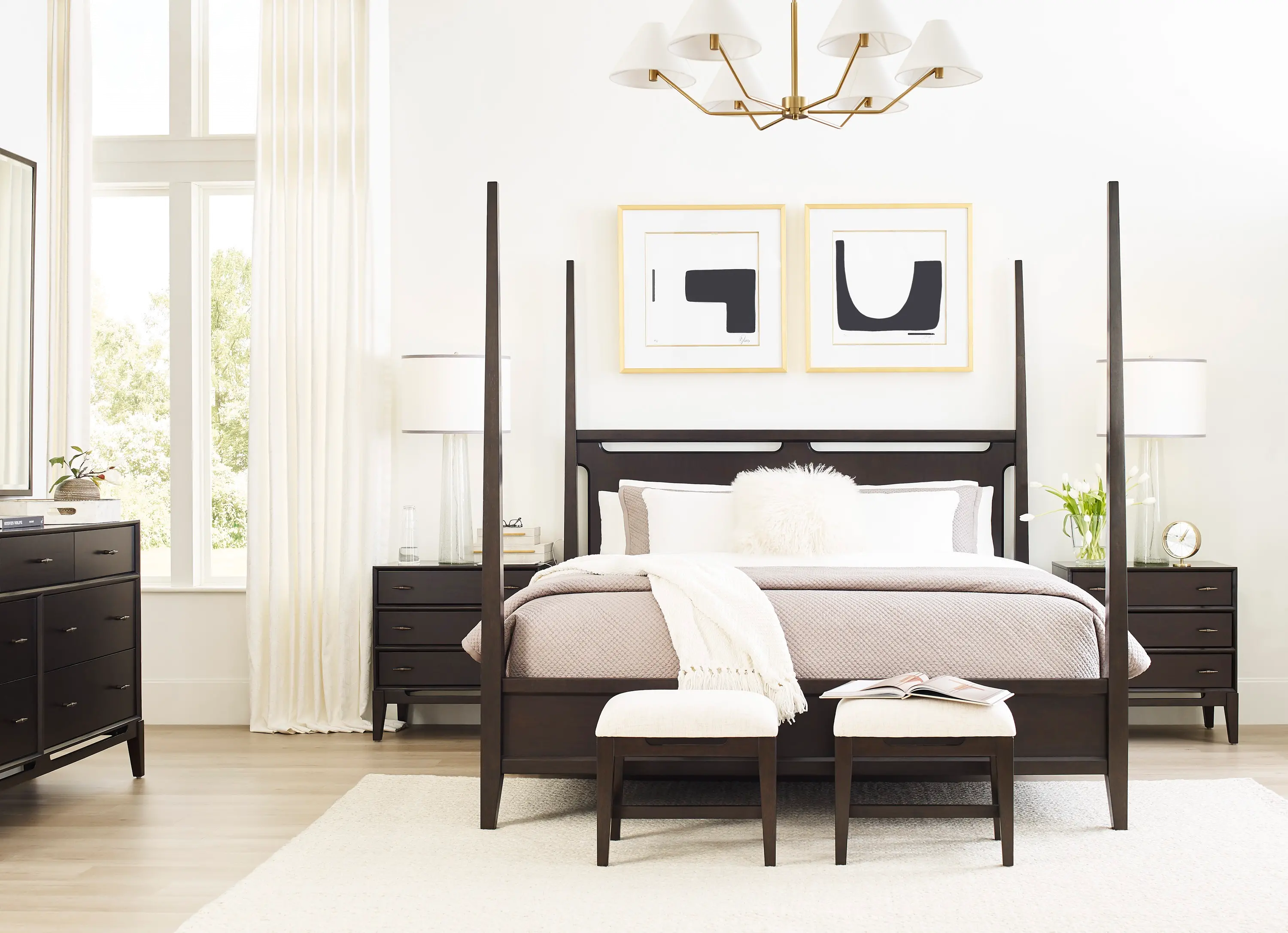 Sutton Dark Brown Queen Poster Bed-2