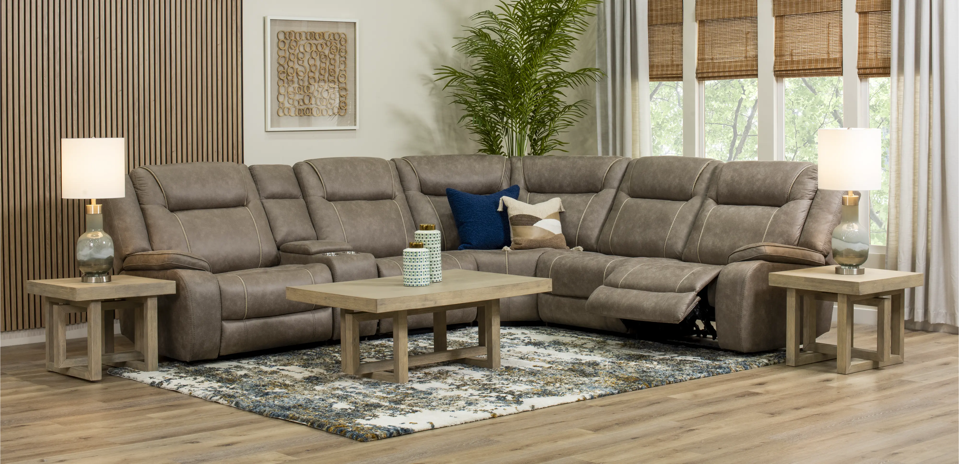 Blake Desert Taupe 6-Piece Reclining Sectional-2