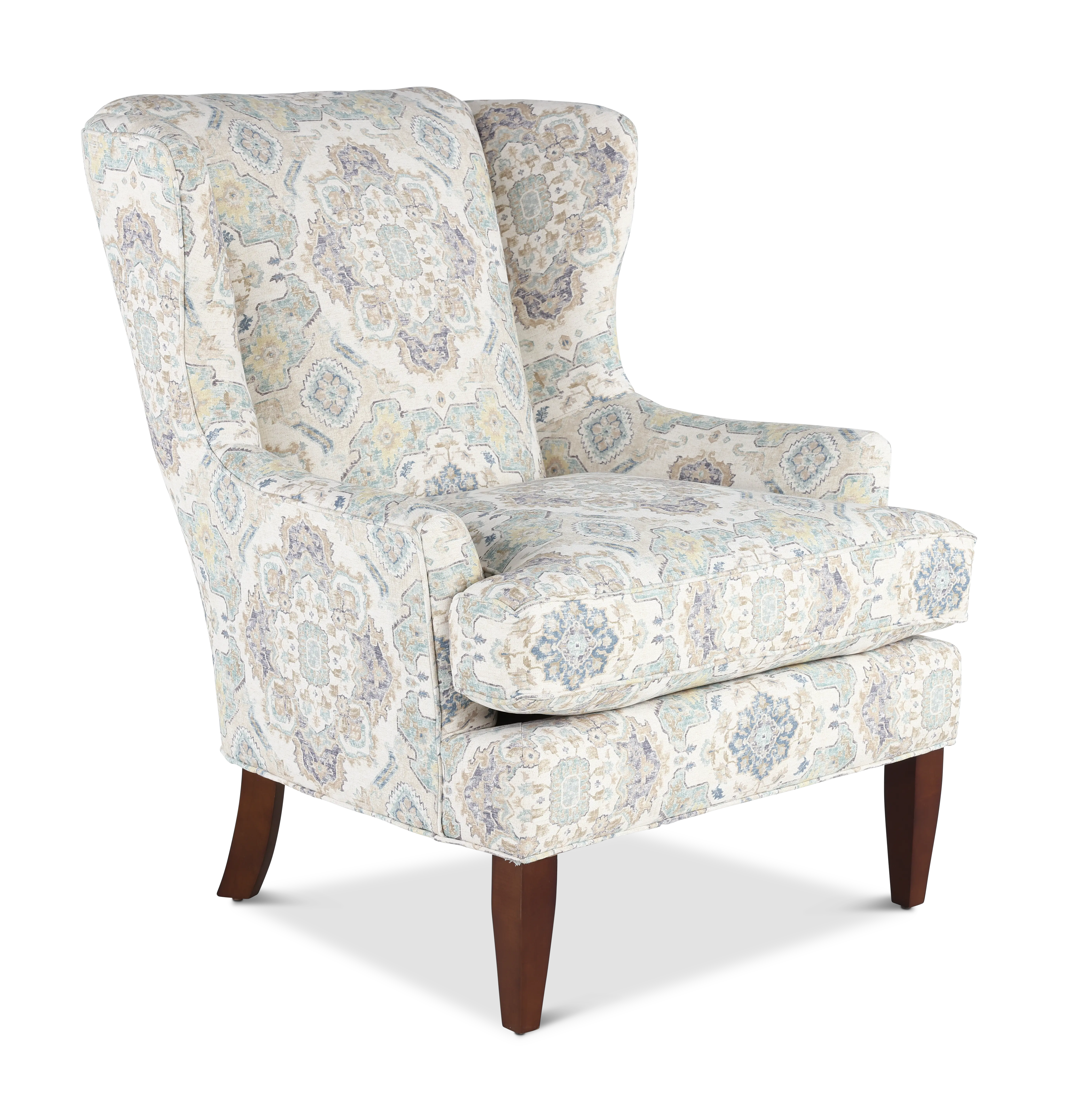 Fargo Off-White and Blue Wingback Chair-1