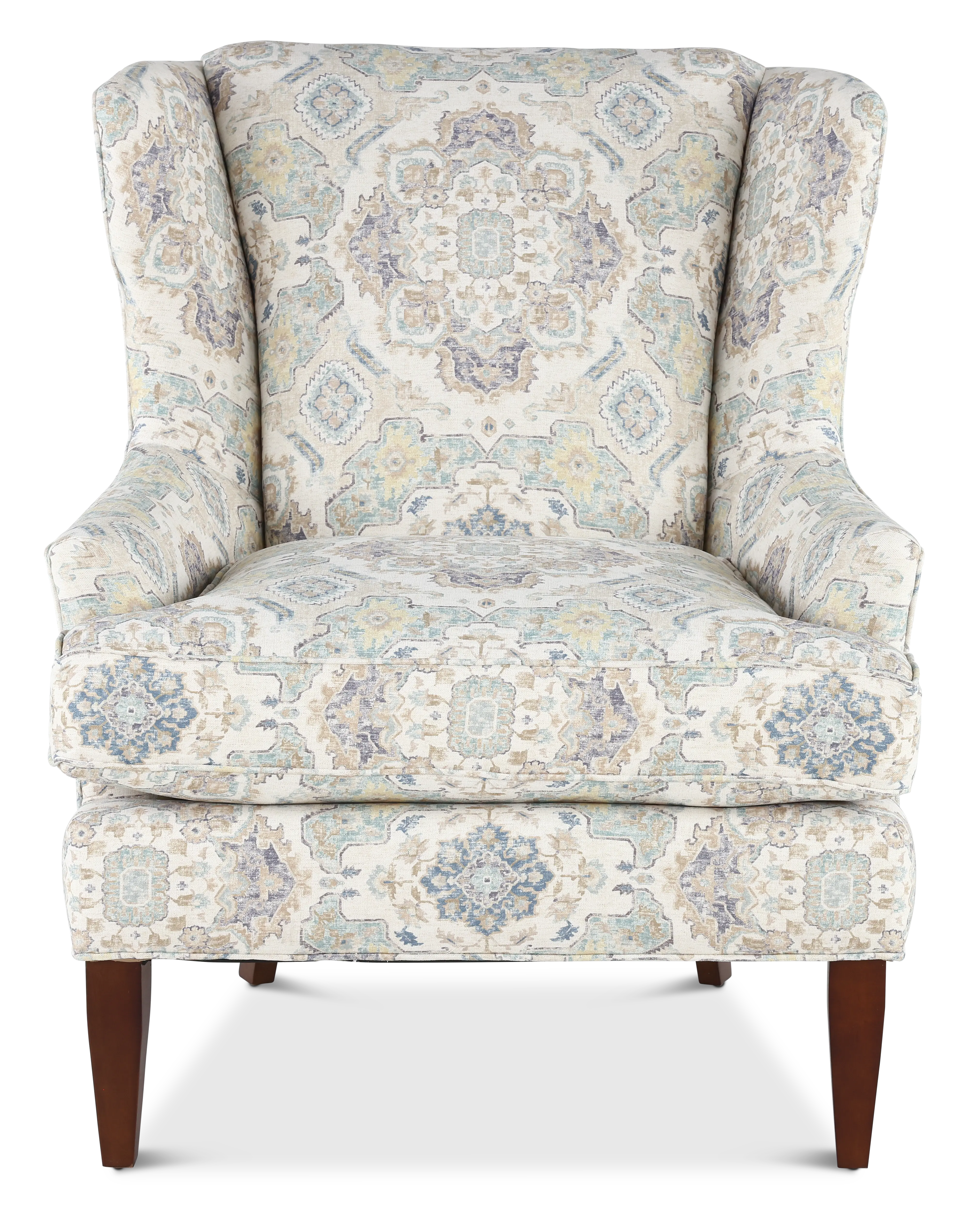 Fargo Off-White and Blue Wingback Chair-4