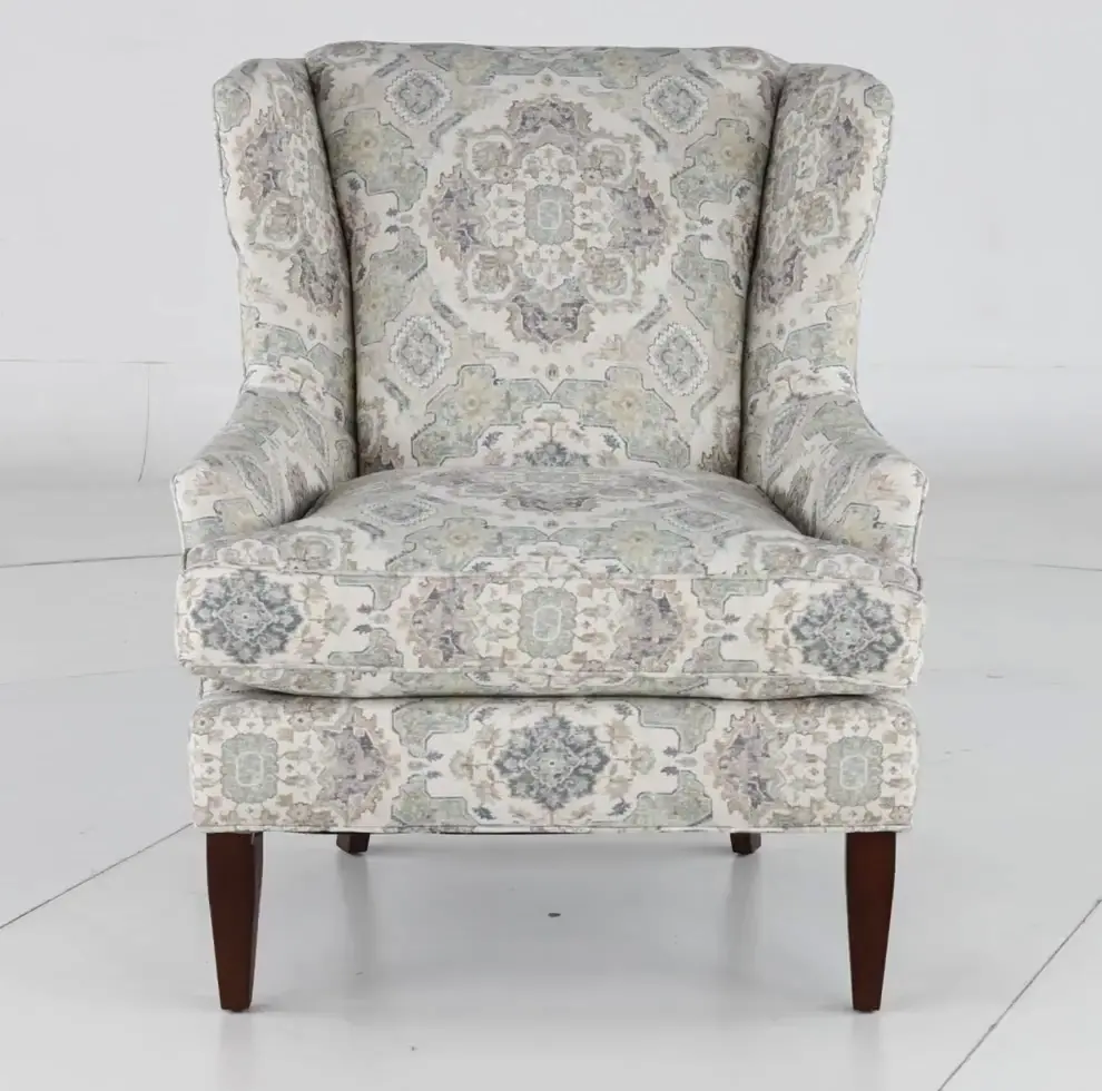 Fargo Off-White and Blue Wingback Chair-5