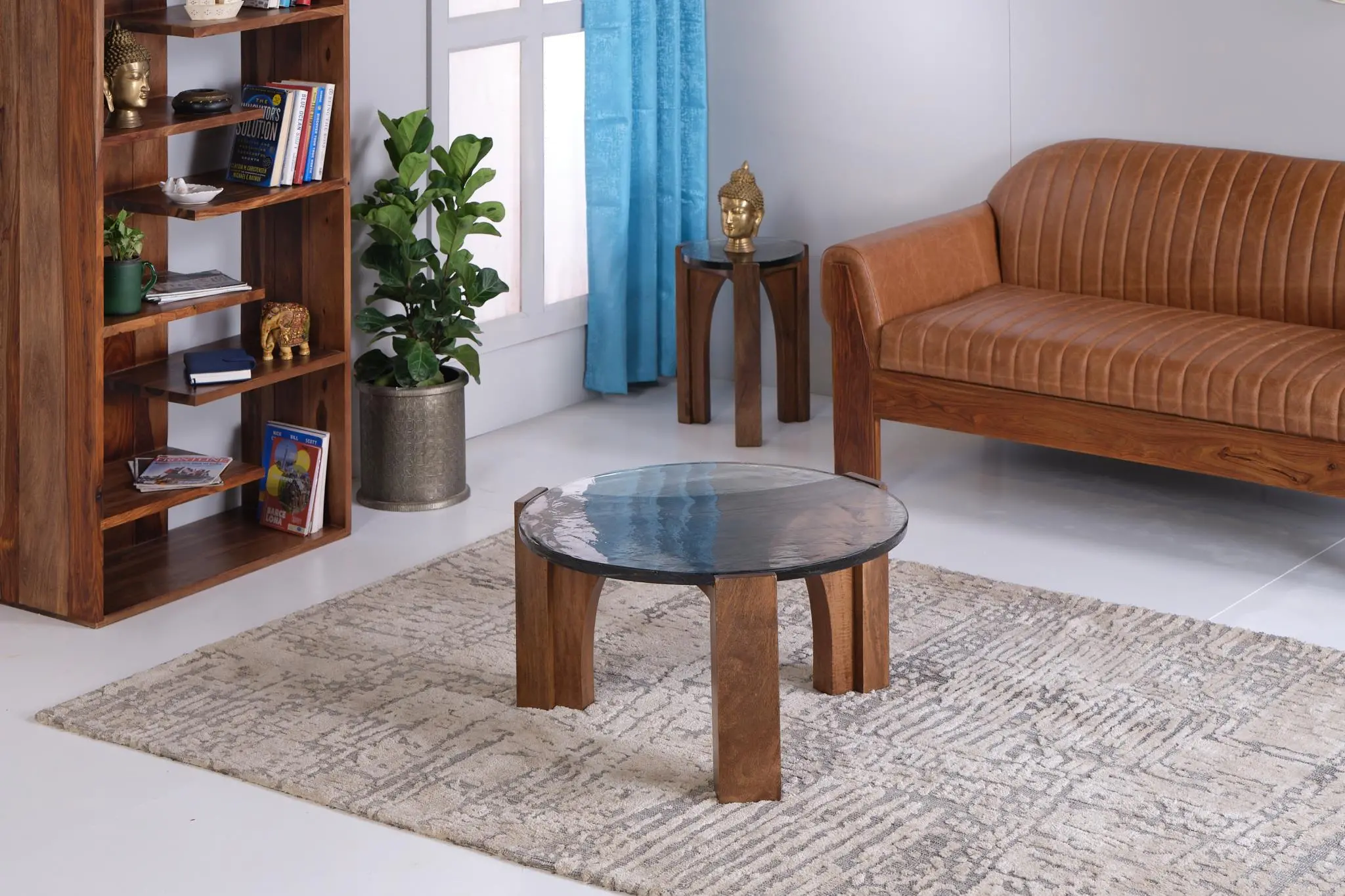 Leryn Brown and Glass End Table-2
