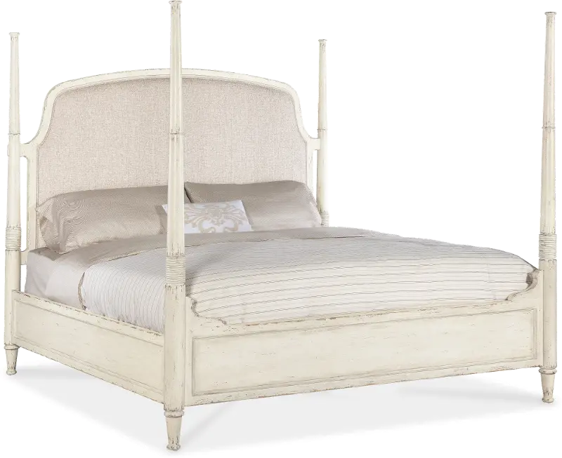 Americana Cream White Queen Poster Bed