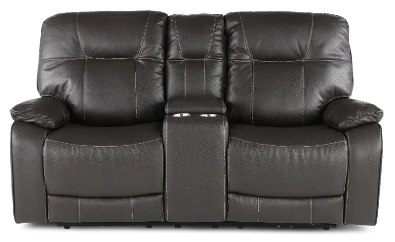 Axel Ozone Black Power Reclining Loveseat with Console