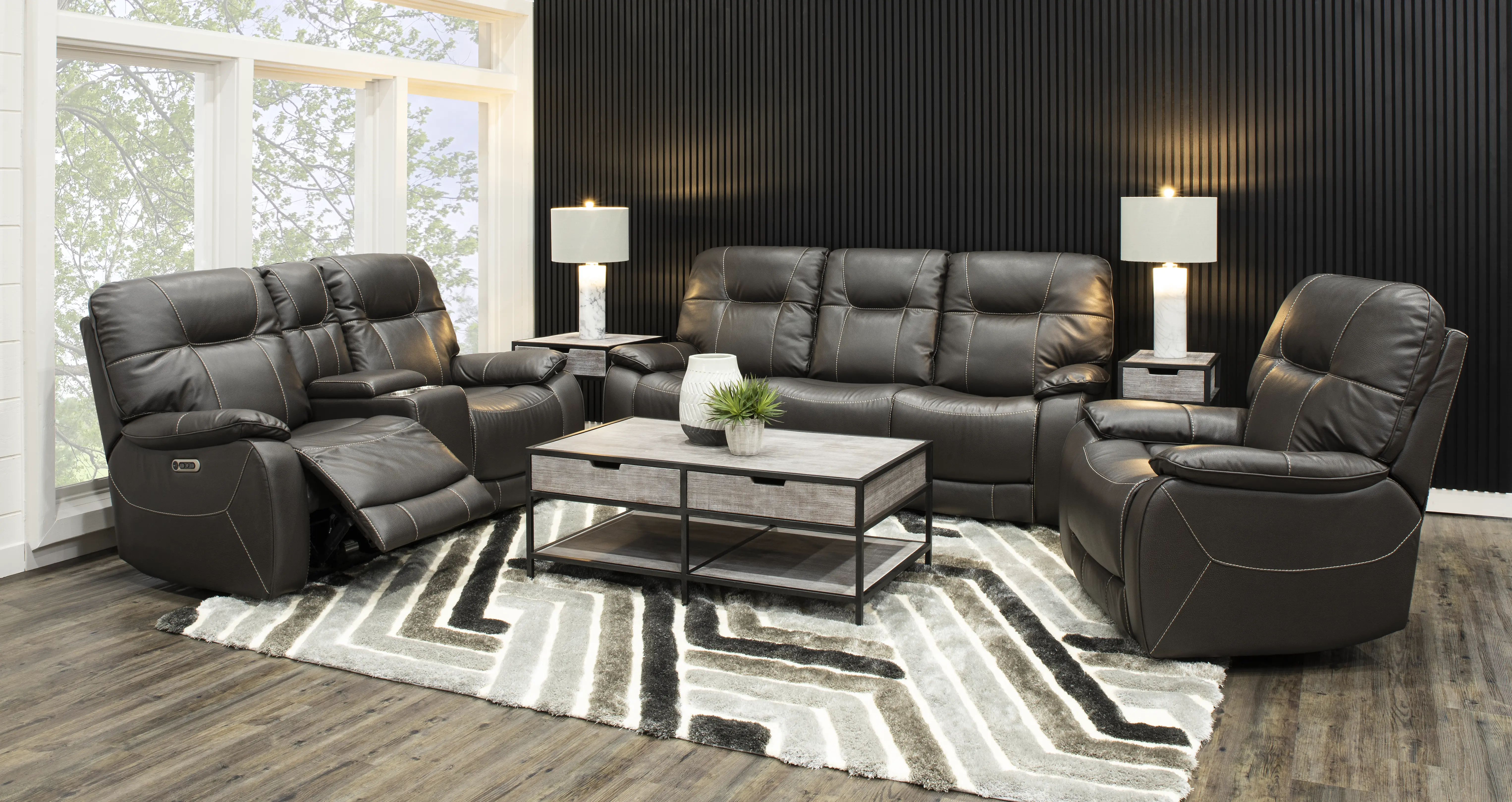 Axel Ozone Black Power Reclining Loveseat with Console-2