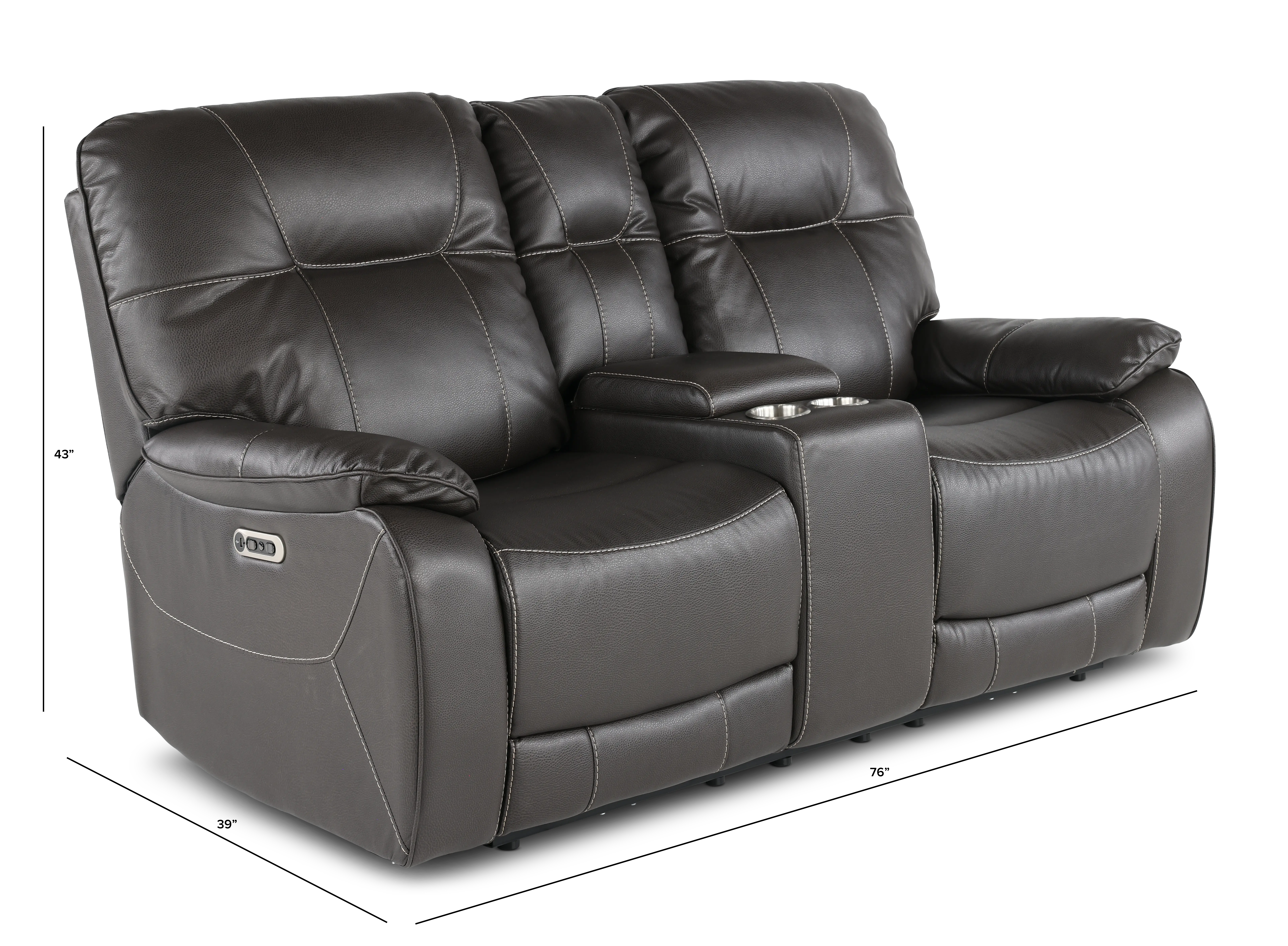 Axel Ozone Black Power Reclining Loveseat with Console-3