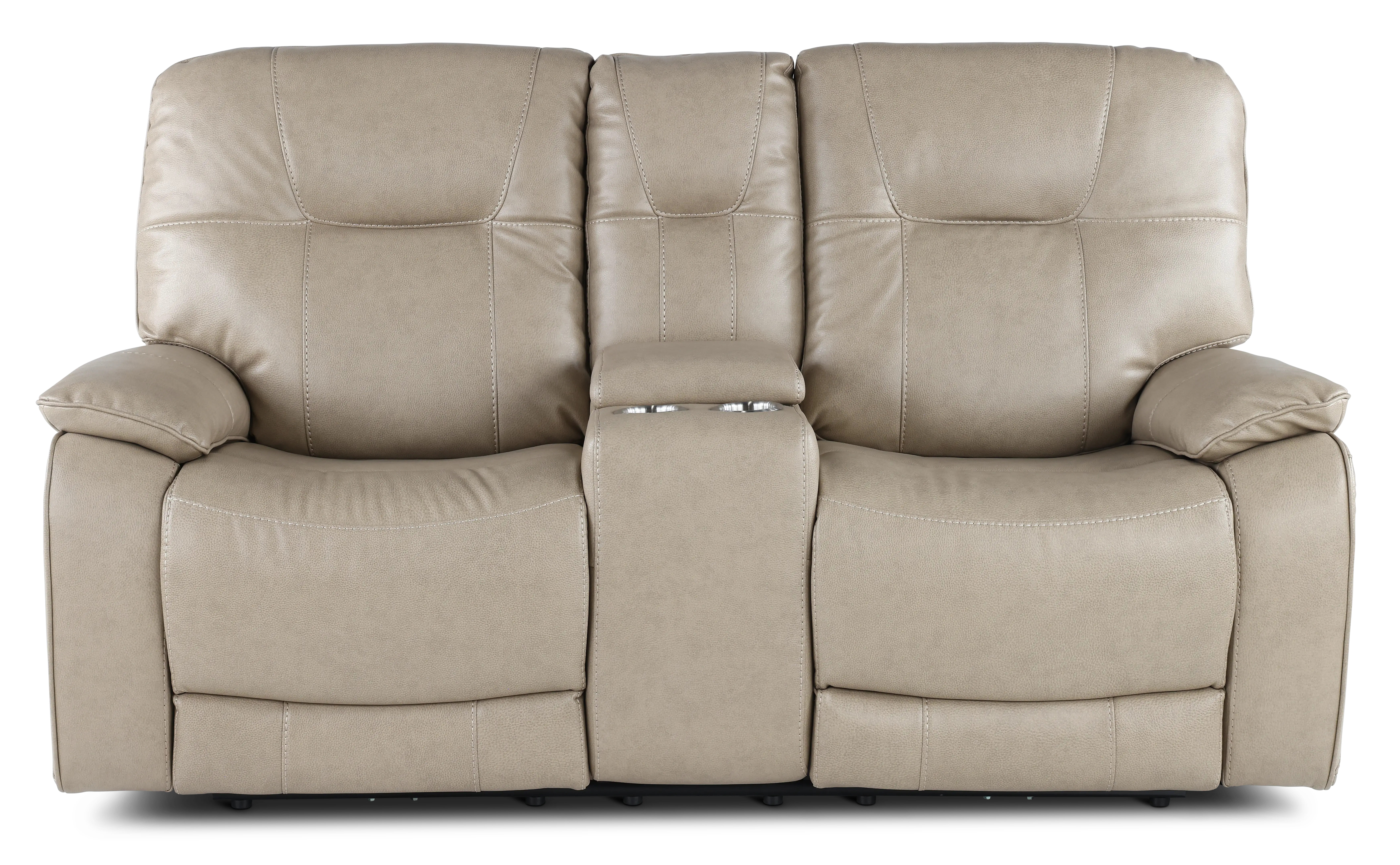 Axel Beige Power Reclining Loveseat with Console-1