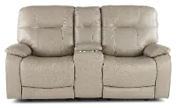 Axel Beige Power Reclining Loveseat with Console
