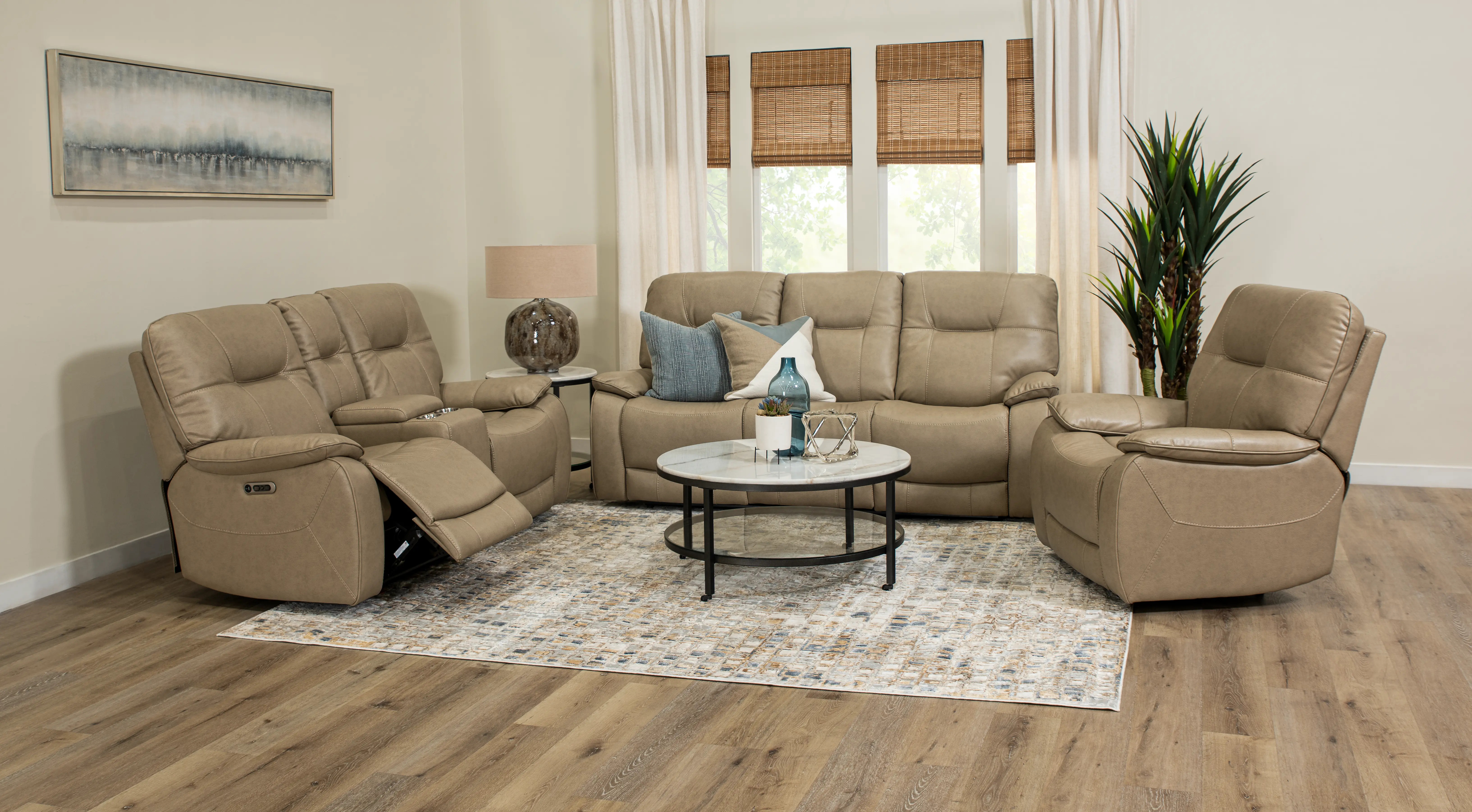 Axel Beige Power Reclining Loveseat with Console-2