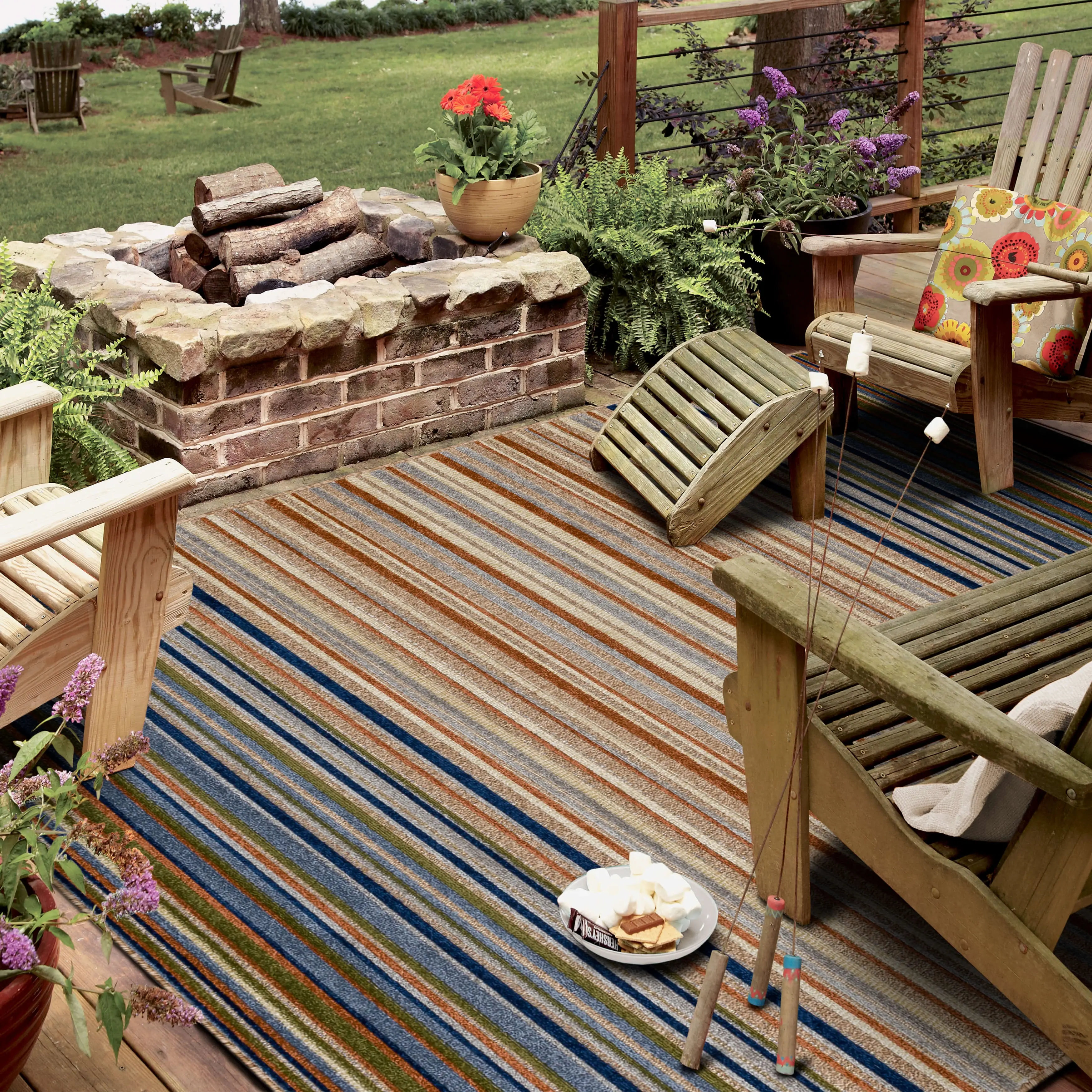 IREE/91980-10038 Cabana 6 x 9 Seaside Multicolor Indoor-Outdoor Patio Rug-3