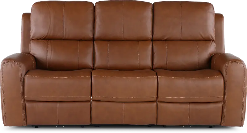 Linden Caramel Power Reclining Sofa with Power Headrests