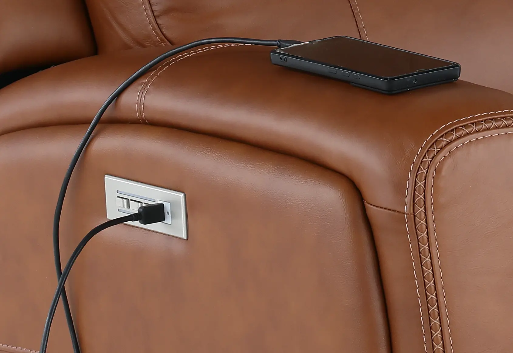 Linden Caramel Power Recliner with Power Headrest-9
