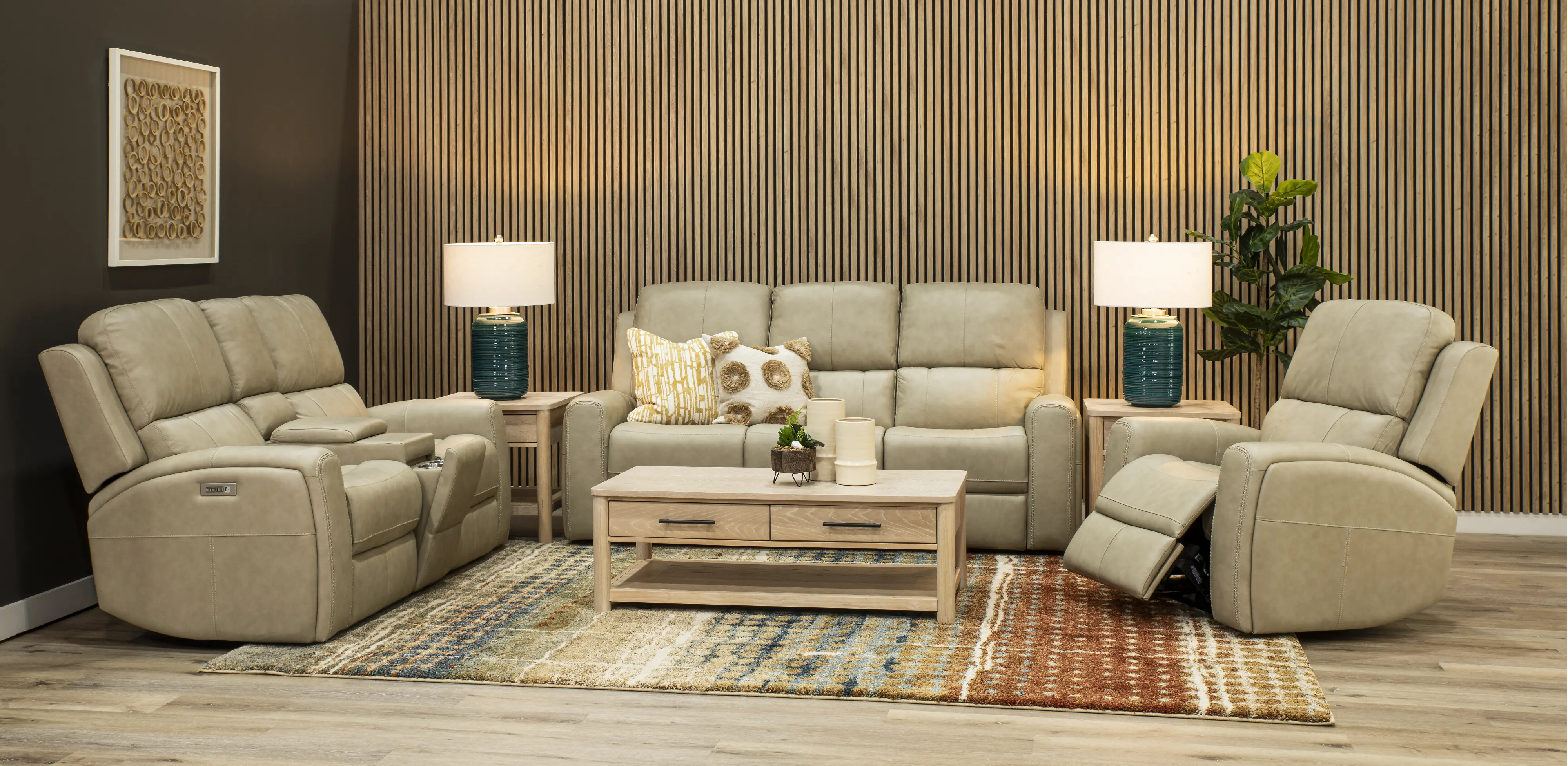 Linden Beige Power Reclining Sofa with Power Headrests-2