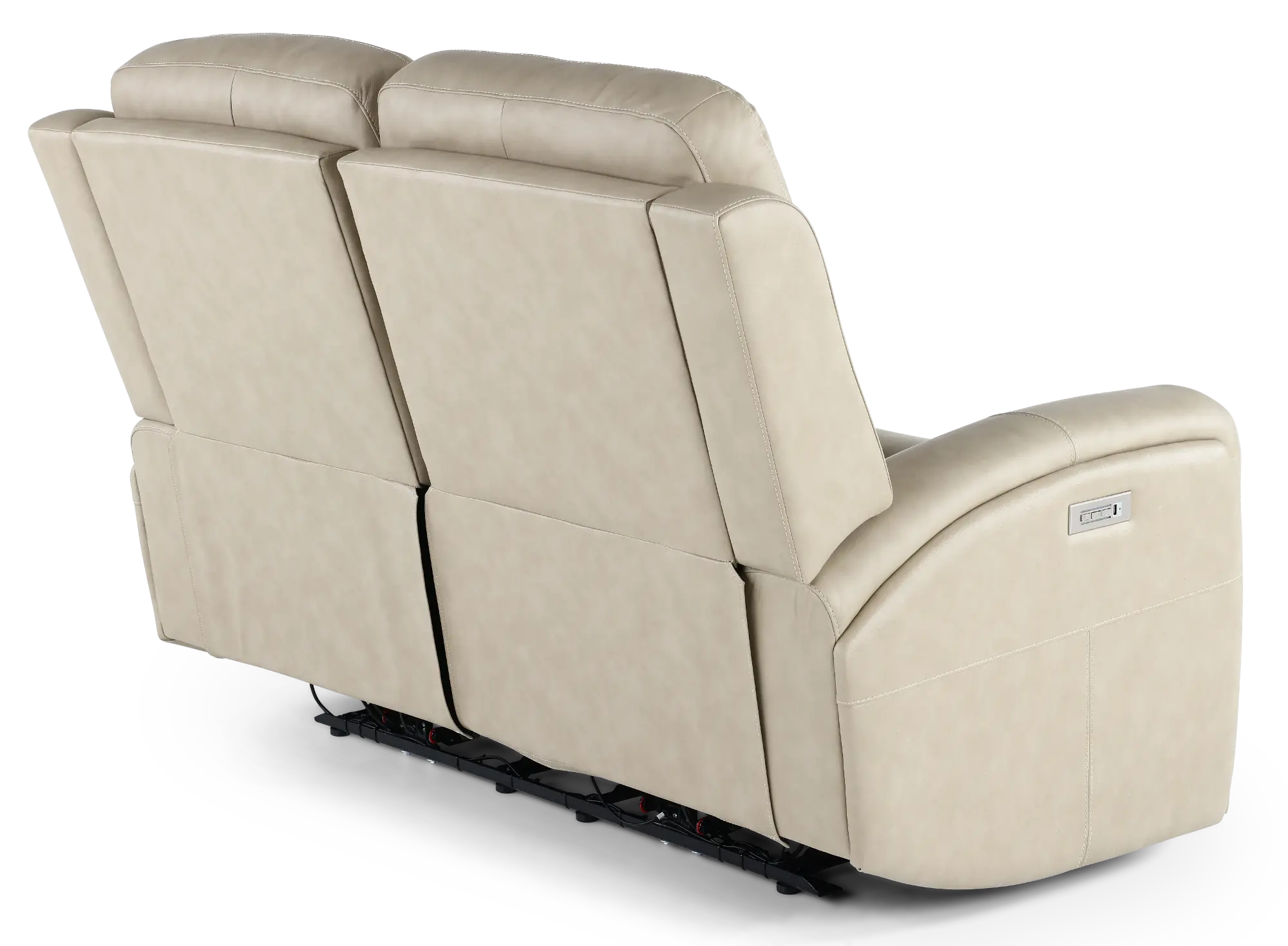 Close-up of beige upholstery texture with stitching