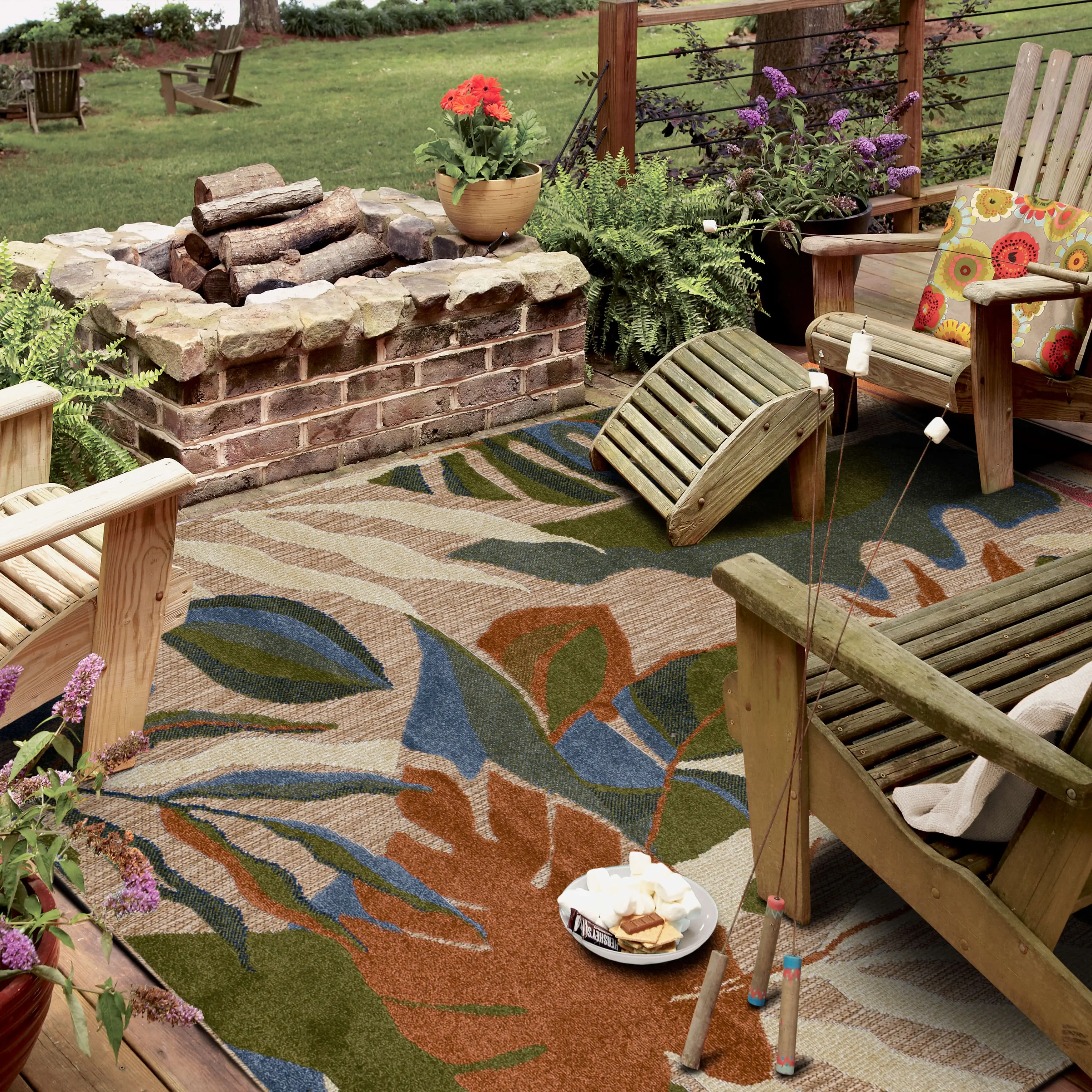 R1263416-CABANA/MULTI-6X9 Cabana 6 x 9 North Shore Botanical Multicolor Indoor-Outdoor Patio Rug-3
