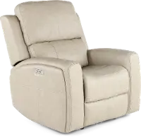 Linden Beige Power Recliner with Power Headrest