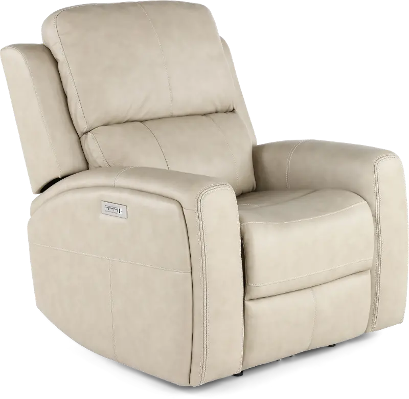 Linden Beige Power Recliner with Power Headrest