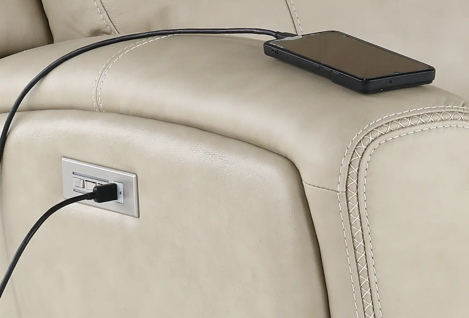 Linden Beige Power Recliner with Power Headrest-9