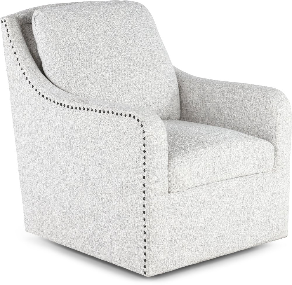 Anna Gray and White Swivel Accent Chair
