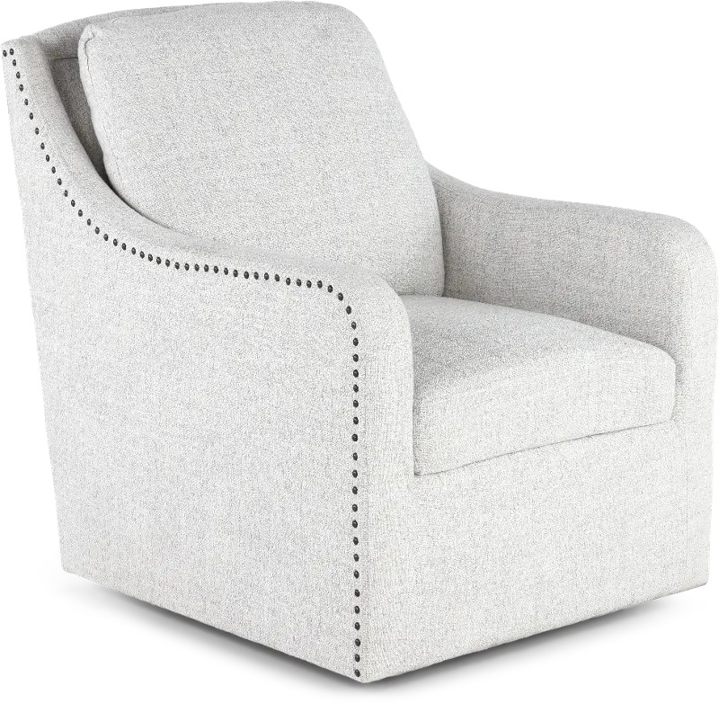 Anna Gray and White Swivel Accent Chair