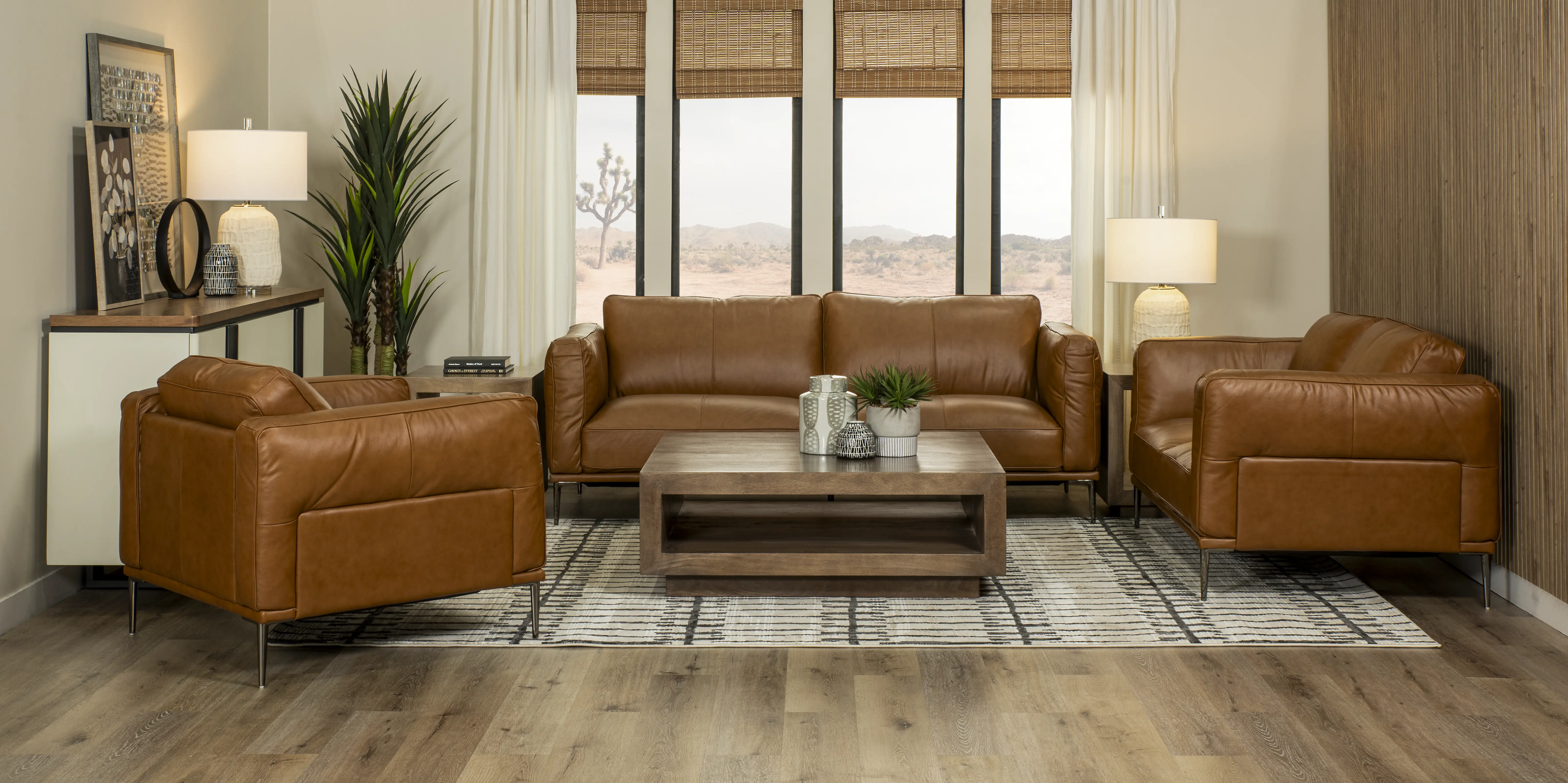Oasis Tan Leather Sofa-2