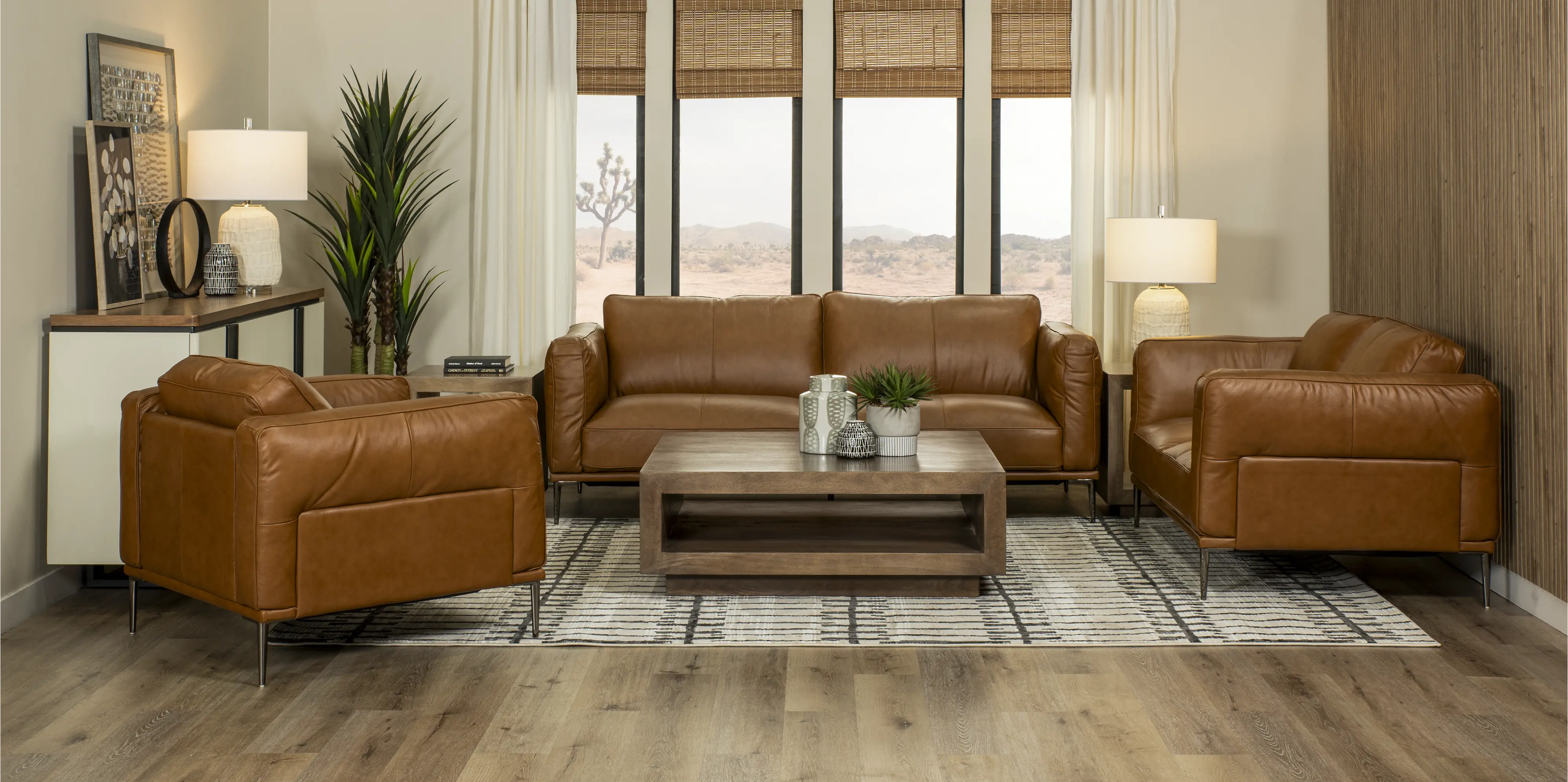 Oasis Tan Leather Loveseat-1
