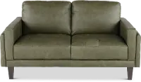 Guernsey Evergreen Leather Loveseat