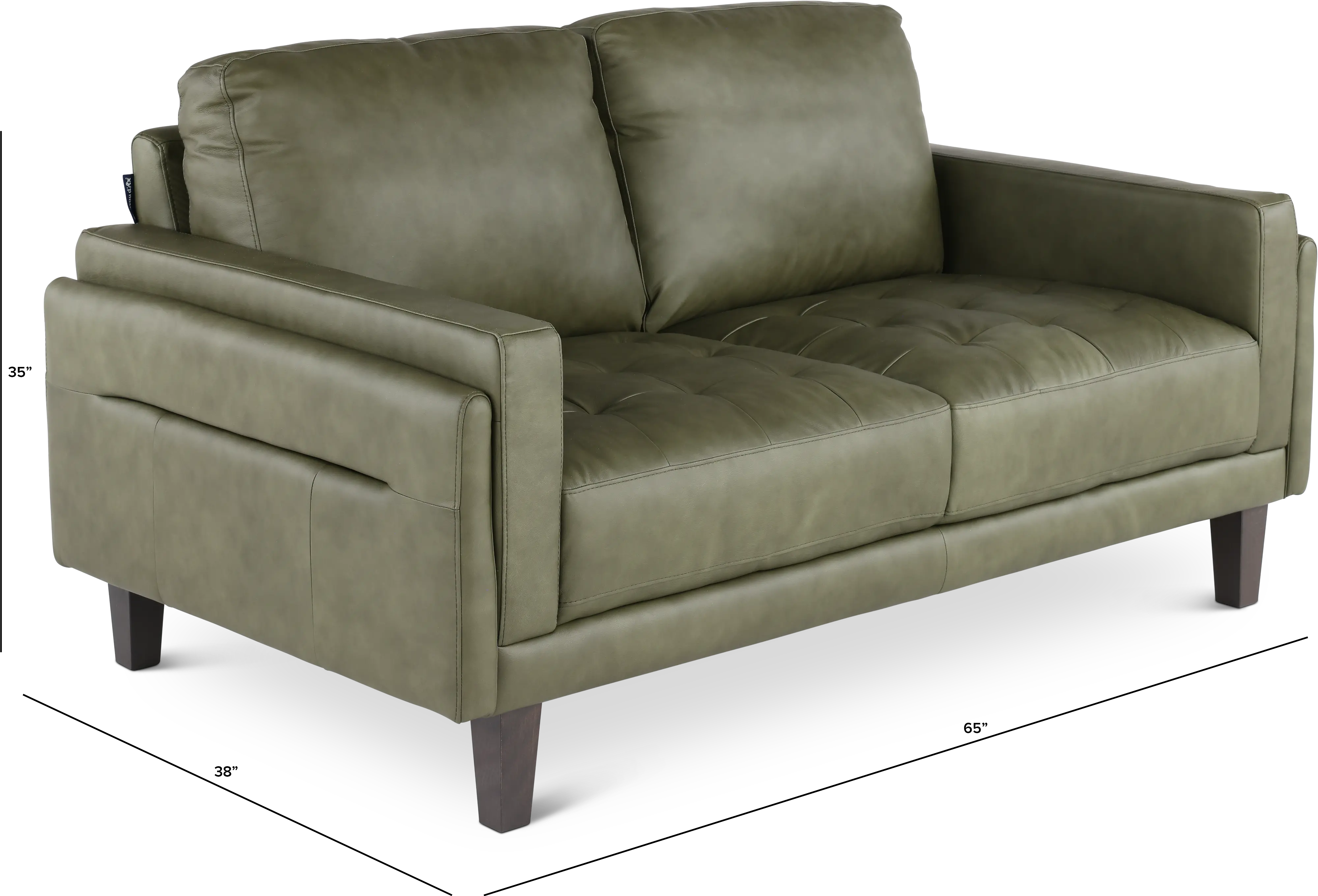 Guernsey Evergreen Leather Loveseat-3