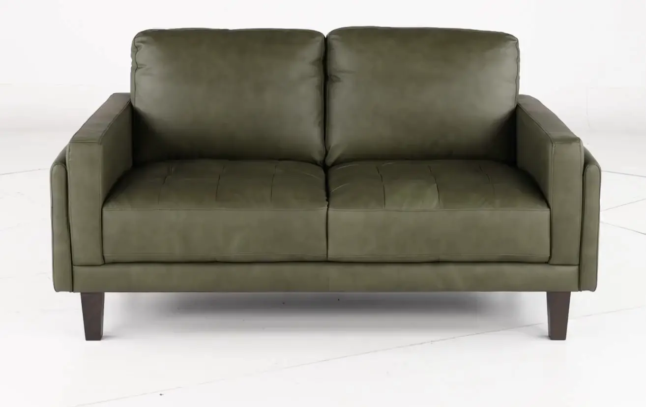 Guernsey Evergreen Leather Loveseat-6