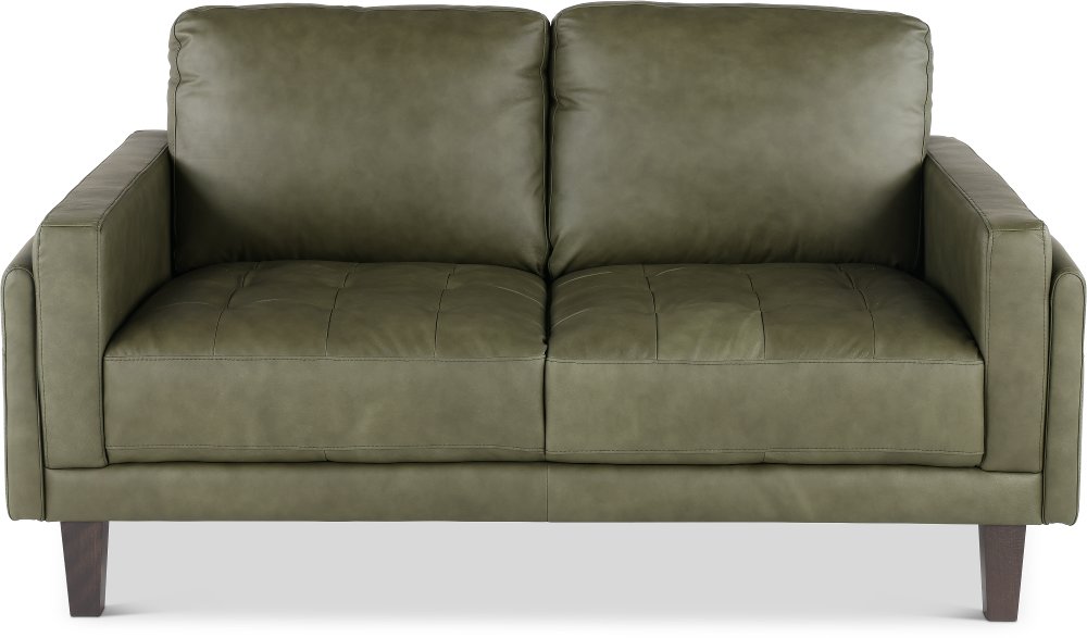 Guernsey Green Leather Loveseat