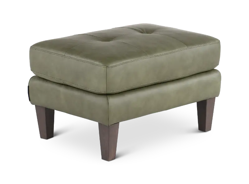 Guernsey Green Leather Ottoman