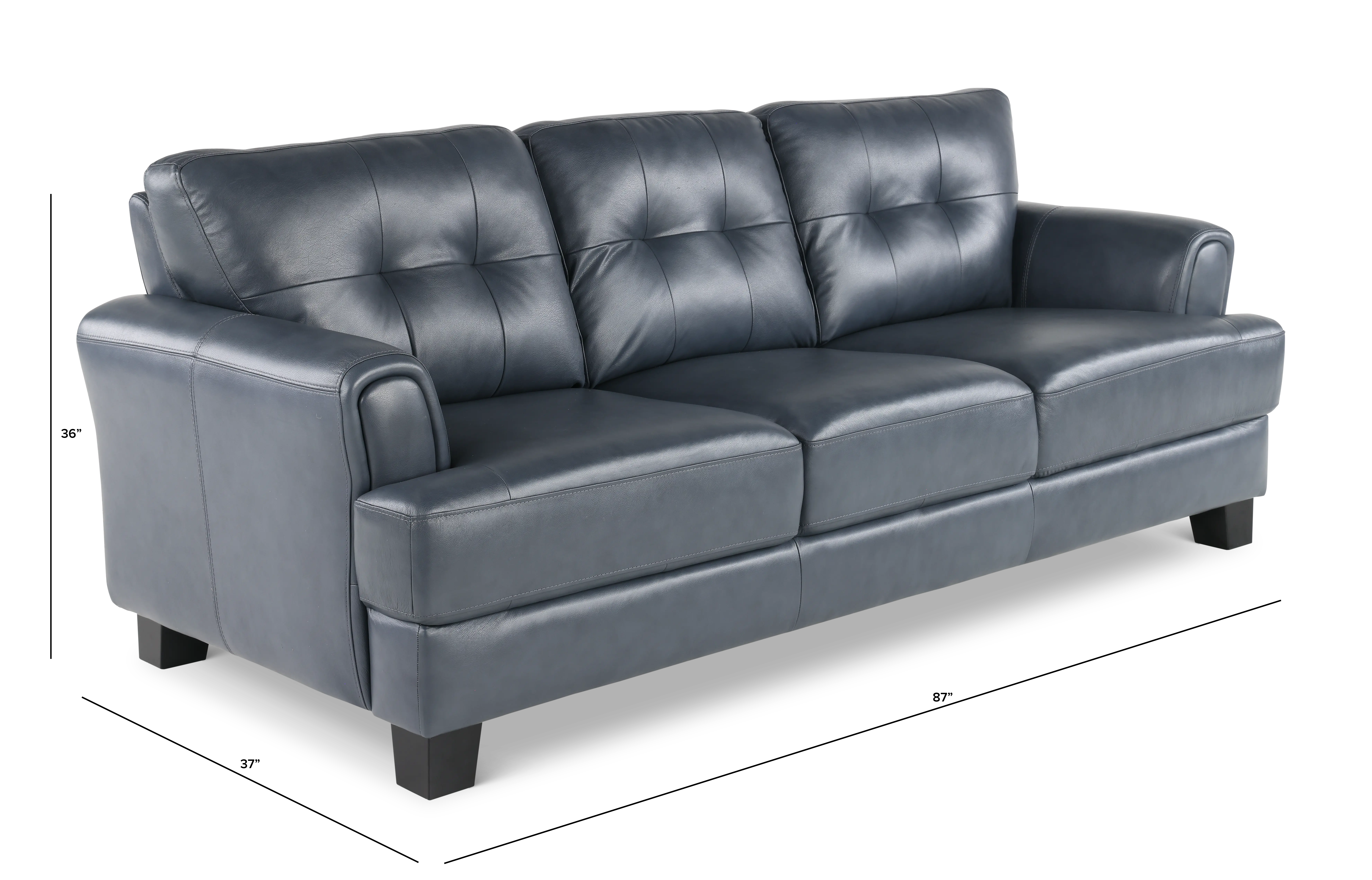 Manhattan Blue Leather Sofa-3
