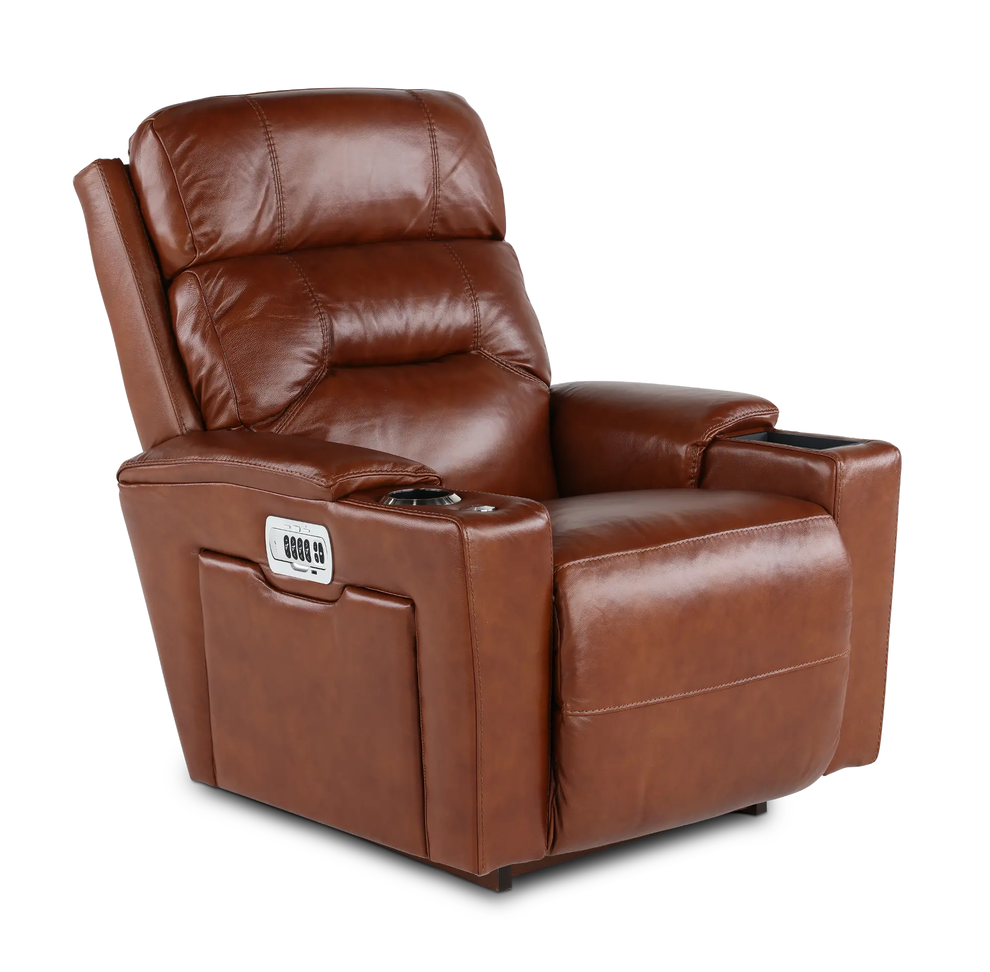 Neo Cognac Power Rocker Recliner with Headarest and Lumbar | RC Willey