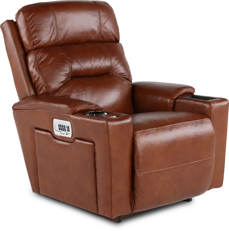 Neo Cognac Power Rocker Recliner with Headarest and Lumbar