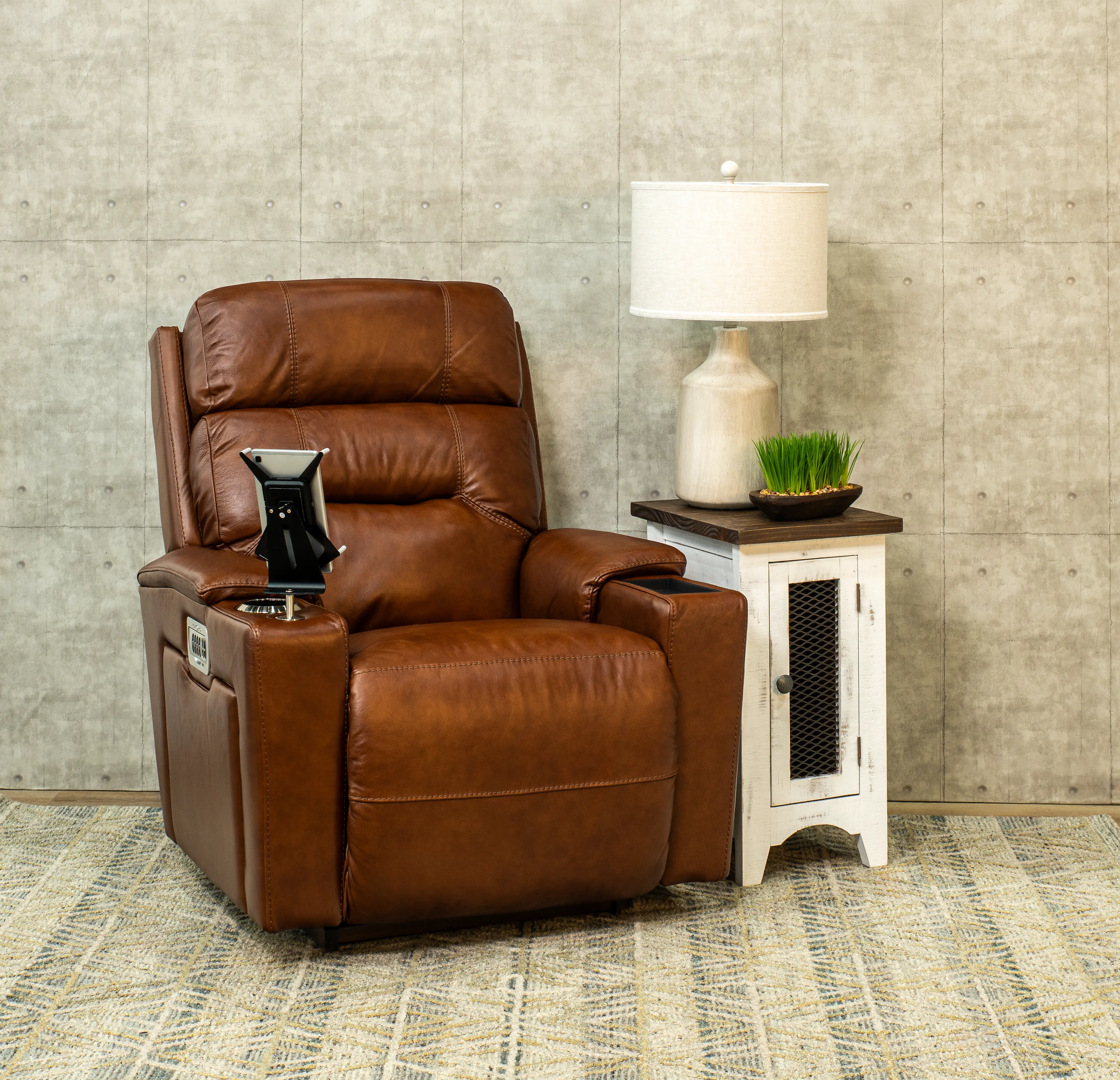 10X-762/LB180474 Neo Cognac Power Rocker Recliner with Headarest and Lumbar-2