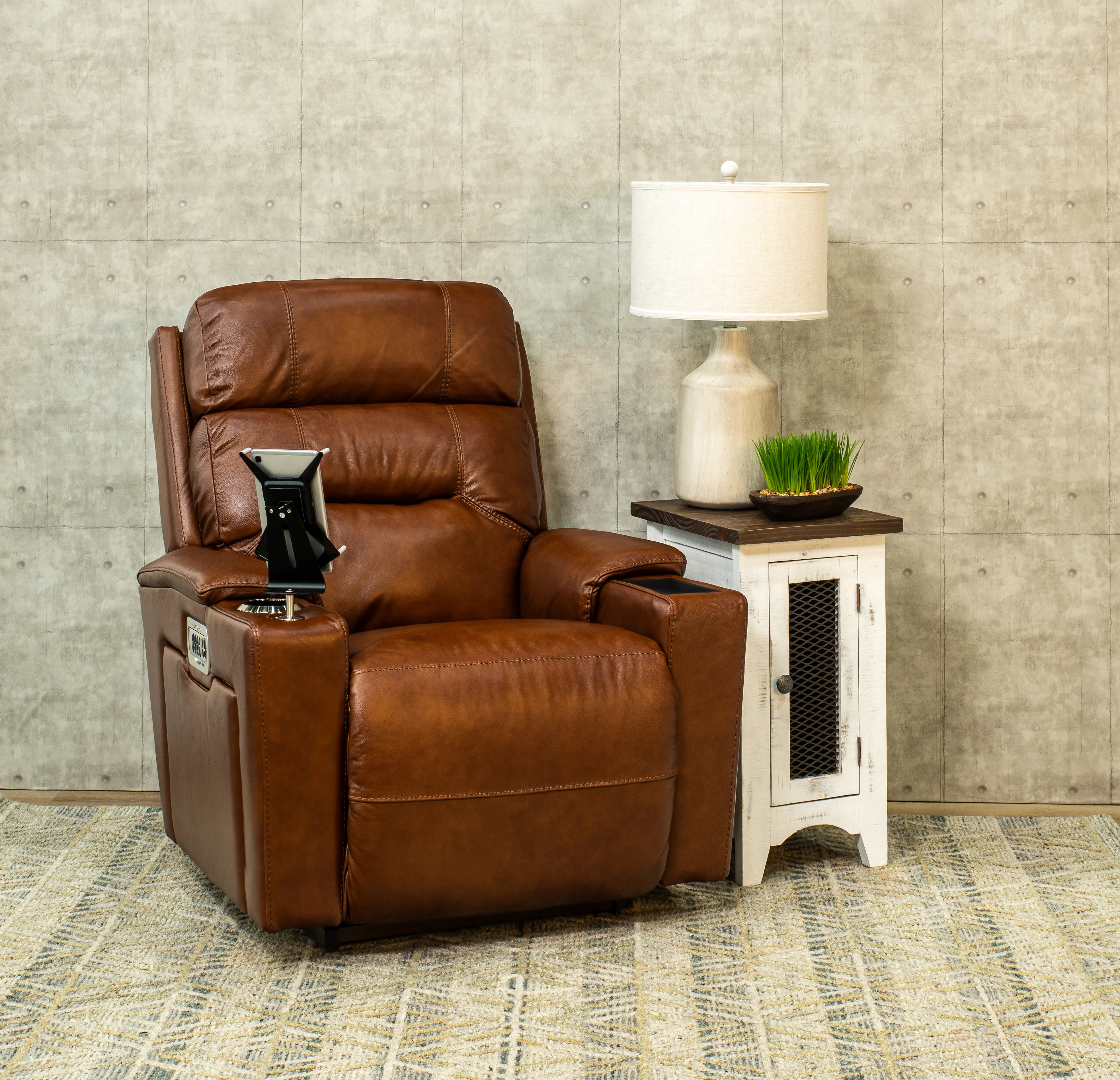 10X-762/LB180474 Neo Cognac Power Rocker Recliner with Headarest and Lumbar-2