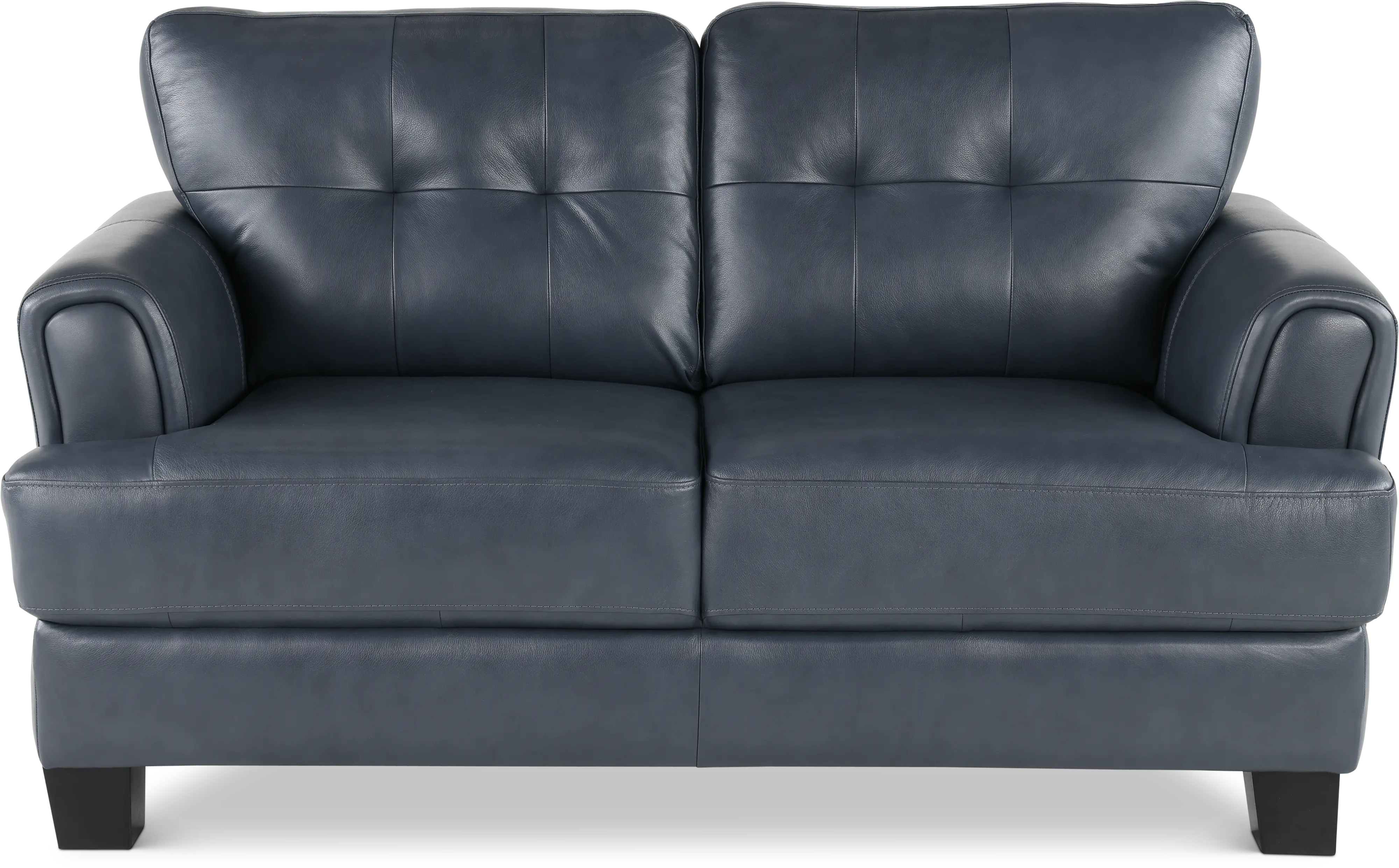 Manhattan Blue Leather Loveseat-1