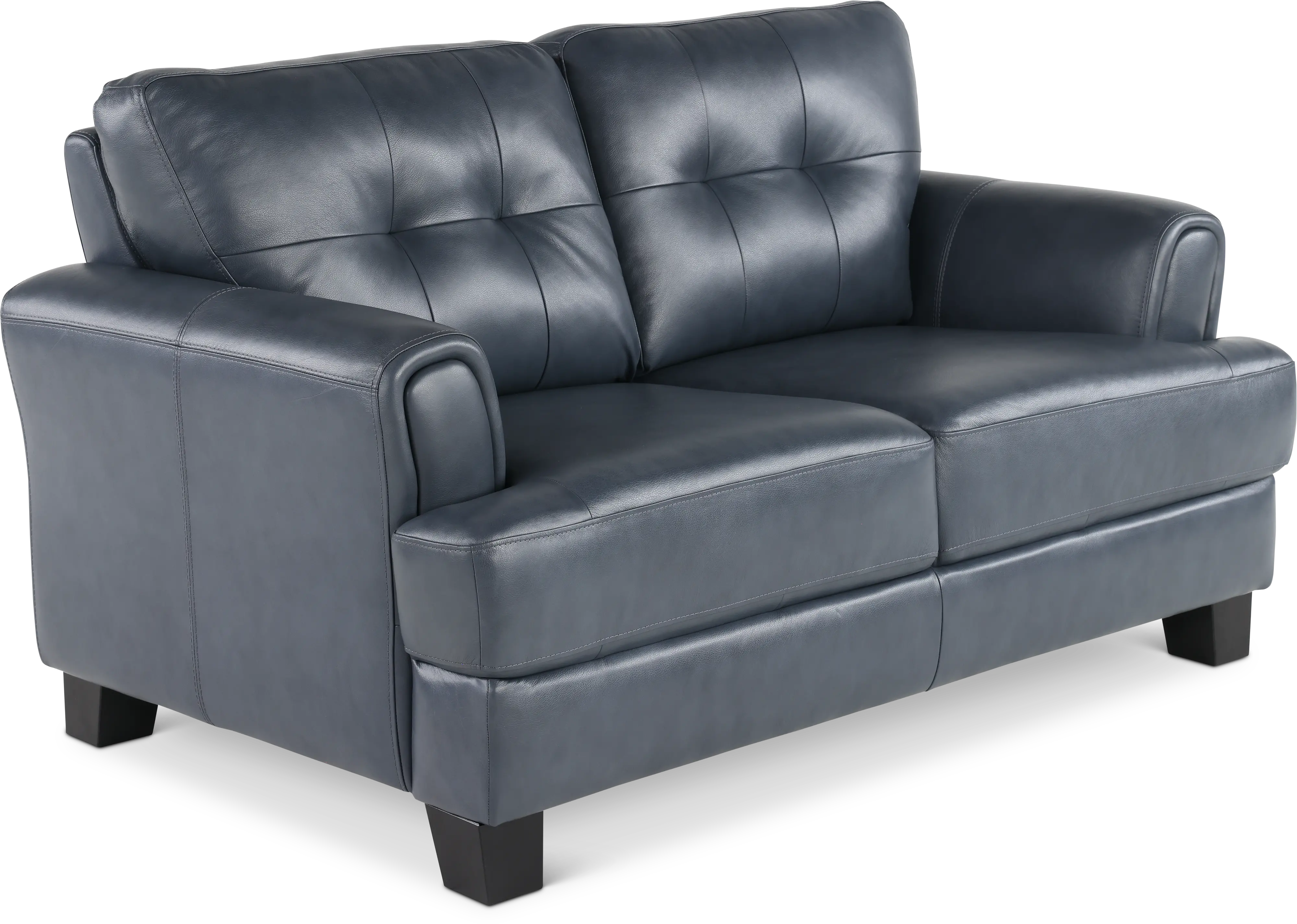 Manhattan Blue Leather Loveseat-4