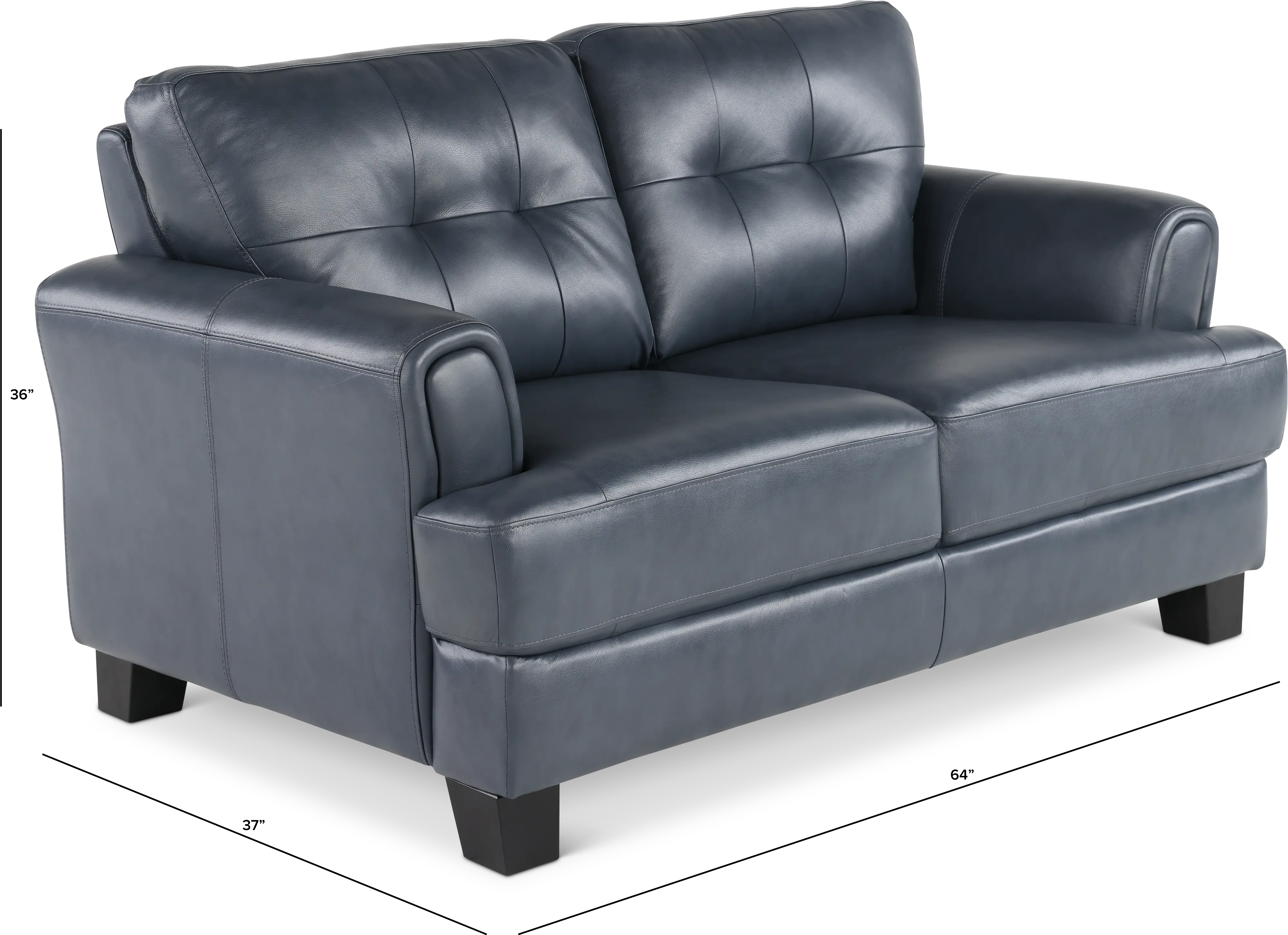 Manhattan Blue Leather Loveseat-3