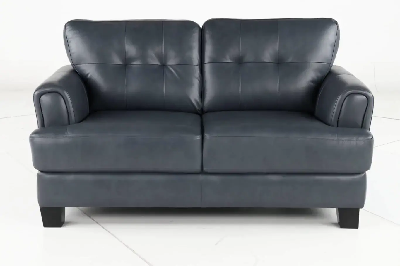 Manhattan Blue Leather Loveseat-5