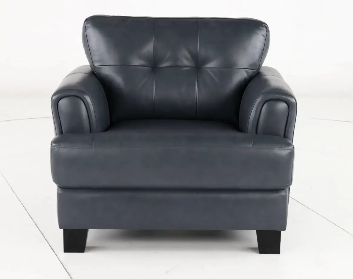 Manhattan Blue Leather Chair-6