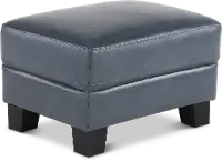 Manhattan Blue Leather Ottoman