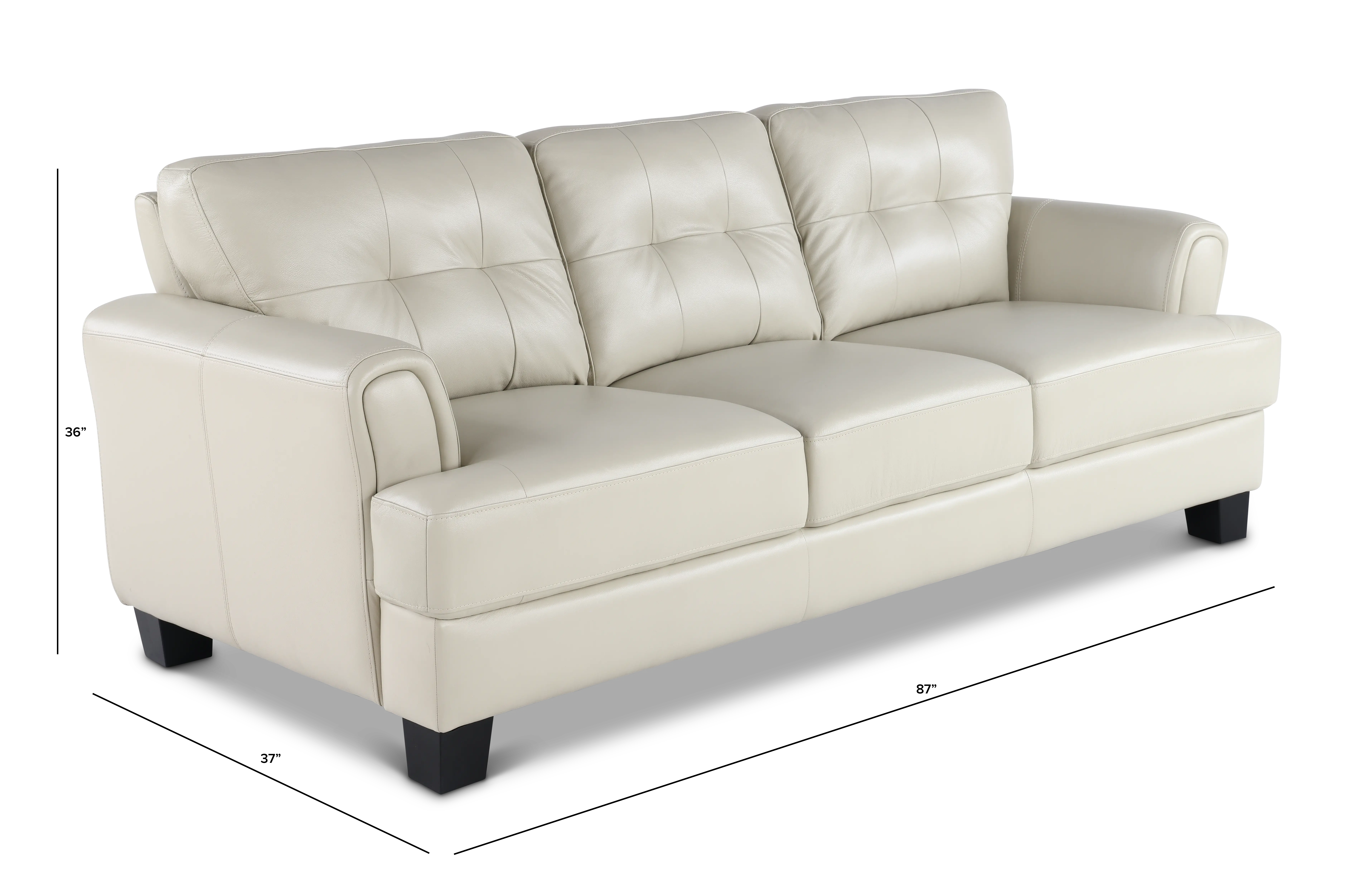 Manhattan Off White Leather Sofa-3